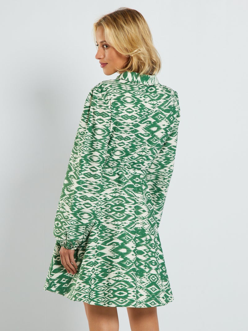 Robe chemise courte ceinturée Vert - Kiabi