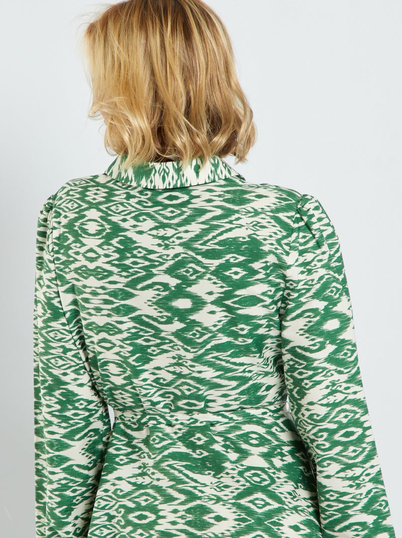 Robe chemise courte ceinturée Vert - Kiabi