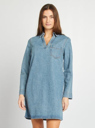 Robe chemise courte en jean