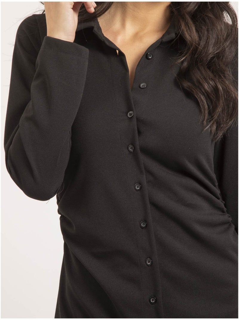 Robe chemise courte IRATIA Noir - Kiabi