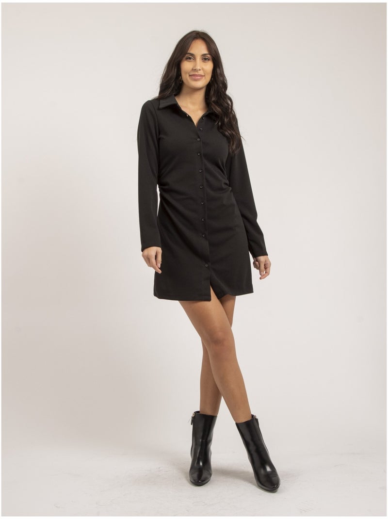 Robe chemise courte IRATIA Noir - Kiabi