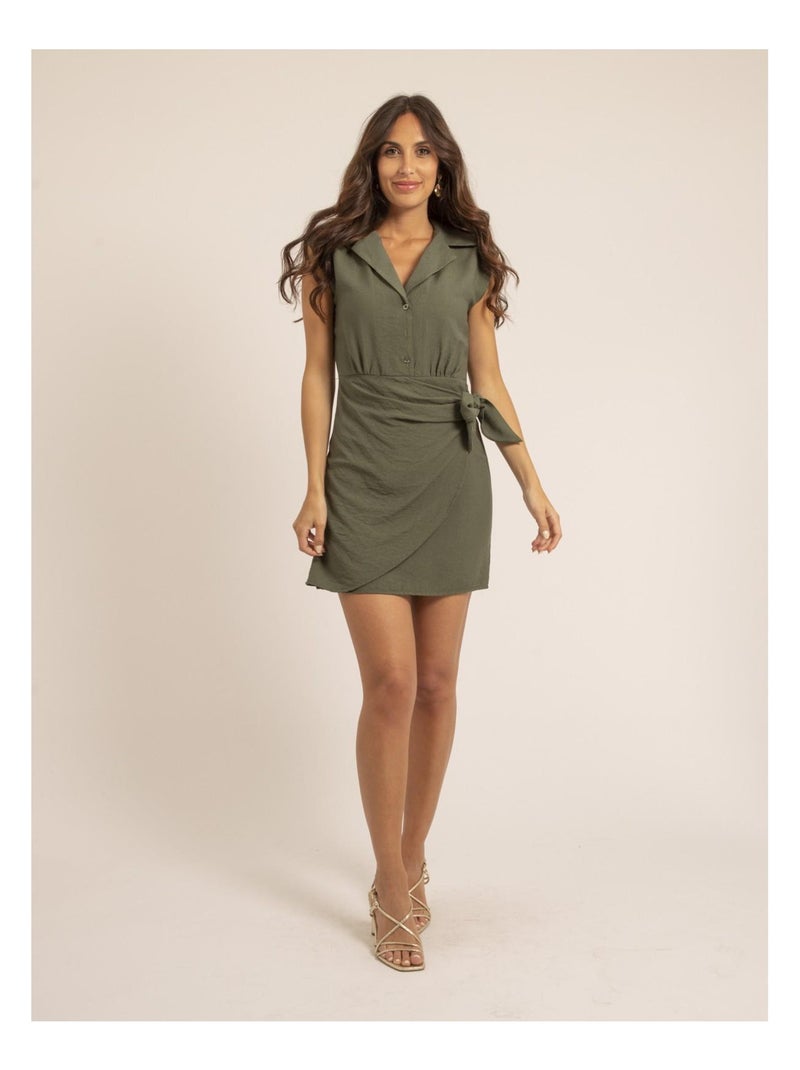 Robe chemise courte ISRA Kaki - Kiabi