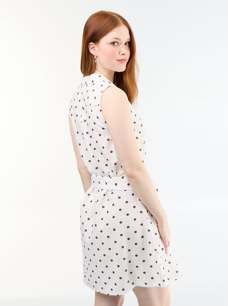 Robe chemise courte sans manches en lin mélangé Blanc - Kiabi