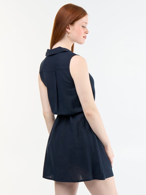 Robe chemise courte sans manches en lin mélangé - Kiabi Robe chemise courte sans manches en lin mélangé - Kiabi