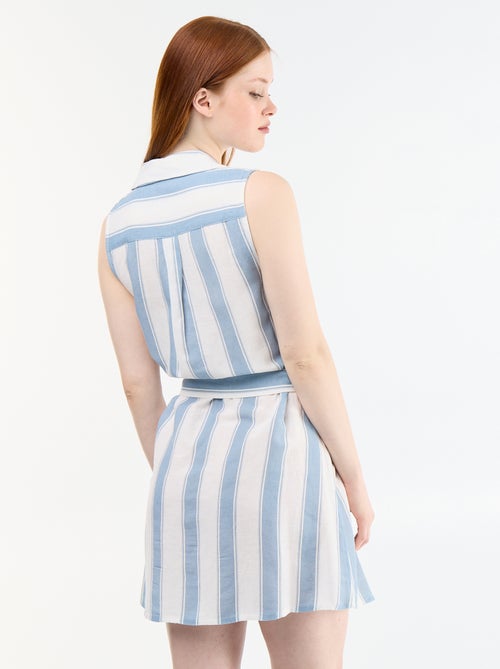 Robe chemise courte sans manches en lin mélangé - Kiabi Robe chemise courte sans manches en lin mélangé - Kiabi