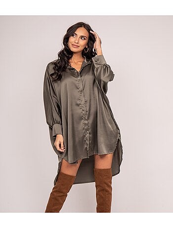 Robe chemise courte satin IMIRA
