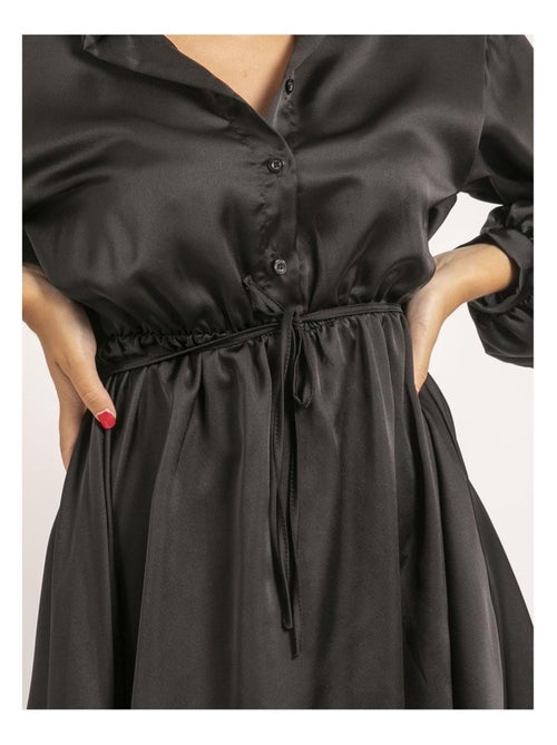 Robe chemise courte satin IVERSE - Kiabi