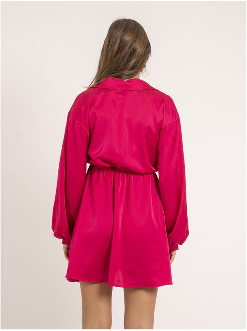 Robe chemise courte satin IVERSE - Kiabi