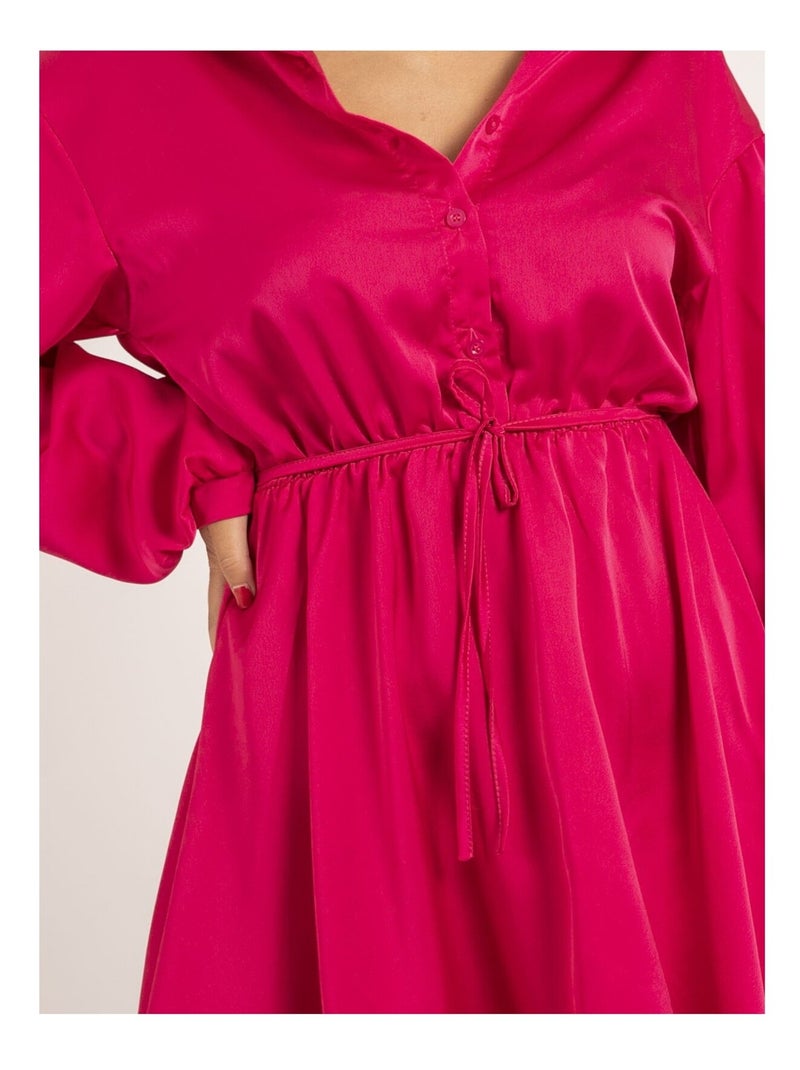 Robe chemise courte satin IVERSE Rose fushia - Kiabi