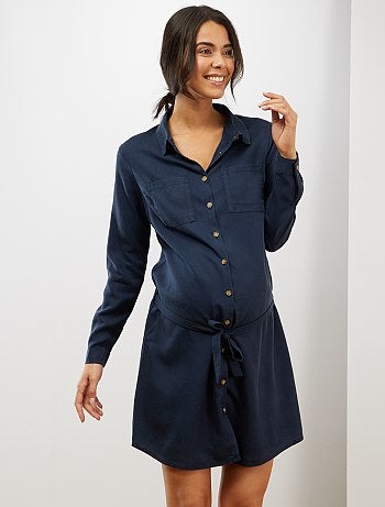 Robe chemise de maternité en lyocell - Kiabi