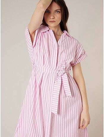 Robe chemise droite femme en 100% coton rayé 'Deeluxe'
