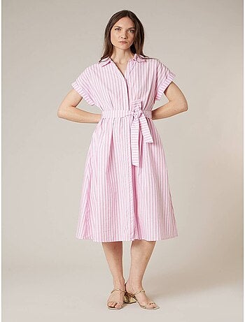 Robe chemise droite femme en 100% coton rayé 'Deeluxe'