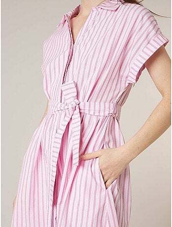 Robe chemise droite femme en 100% coton rayé 'Deeluxe'