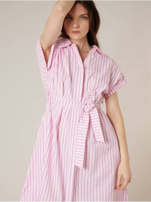 Robe chemise droite femme en 100% coton rayé 'Deeluxe' - Kiabi