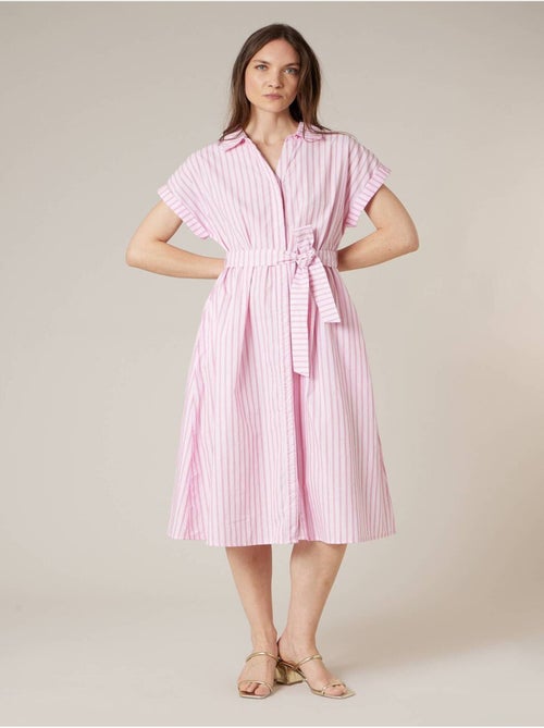 Robe chemise droite femme en 100% coton rayé 'Deeluxe' - Kiabi