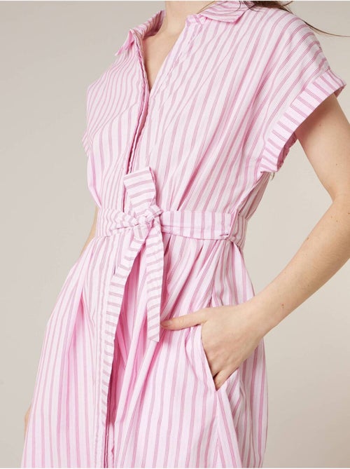 Robe chemise droite femme en 100% coton rayé 'Deeluxe' - Kiabi