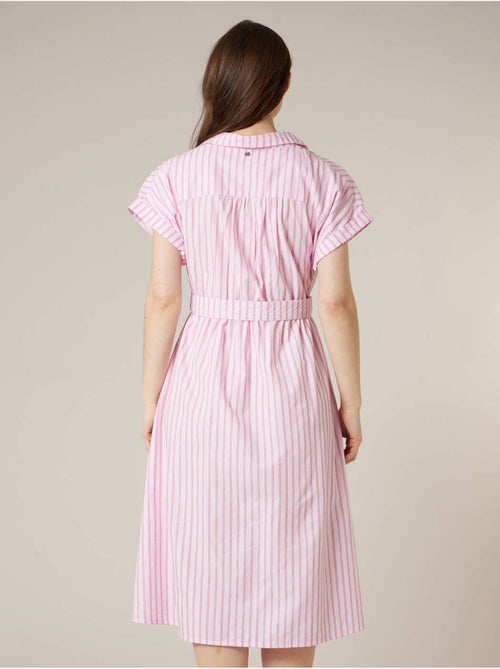 Robe chemise droite femme en 100% coton rayé 'Deeluxe' - Kiabi