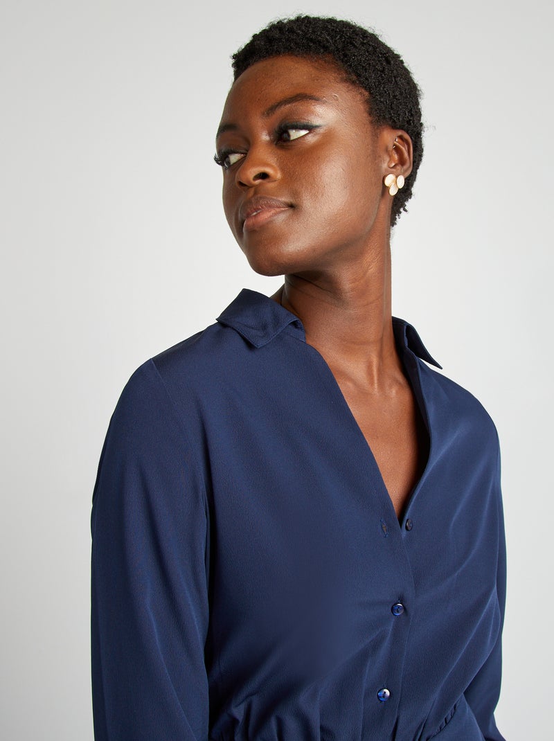 Robe chemise effet satiné Bleu - Kiabi
