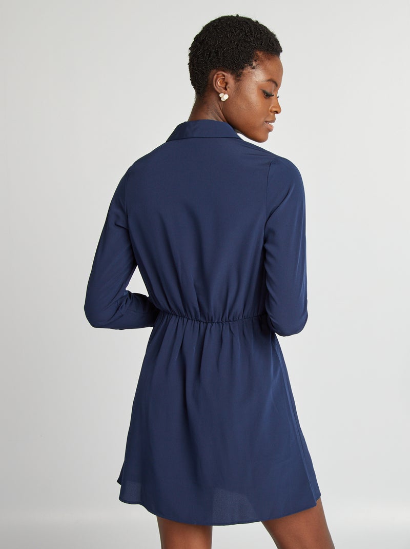 Robe chemise effet satiné Bleu - Kiabi