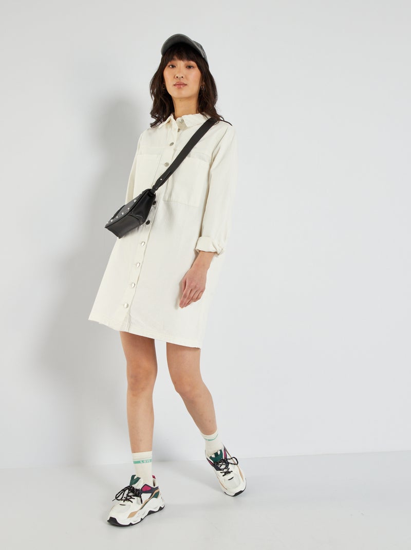 Robe chemise en denim blanc - Kiabi