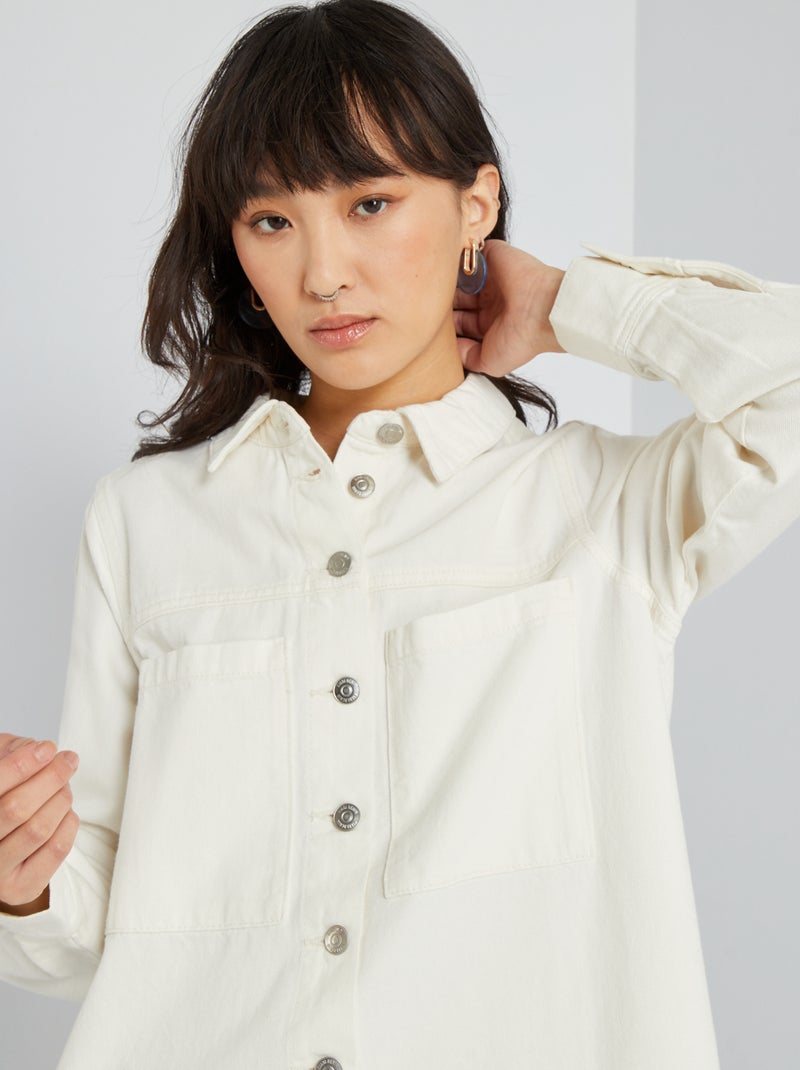 Robe chemise en denim blanc - Kiabi