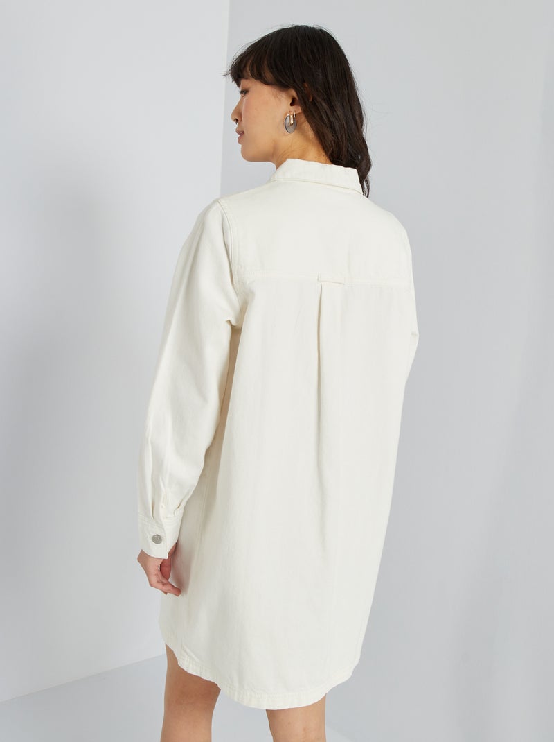 Robe chemise en denim blanc - Kiabi