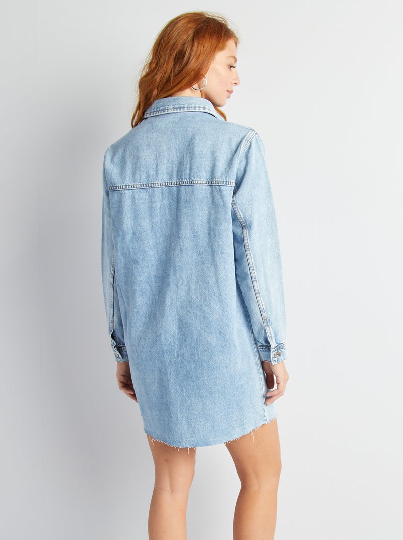 Robe chemise en denim Bleu clair - Kiabi