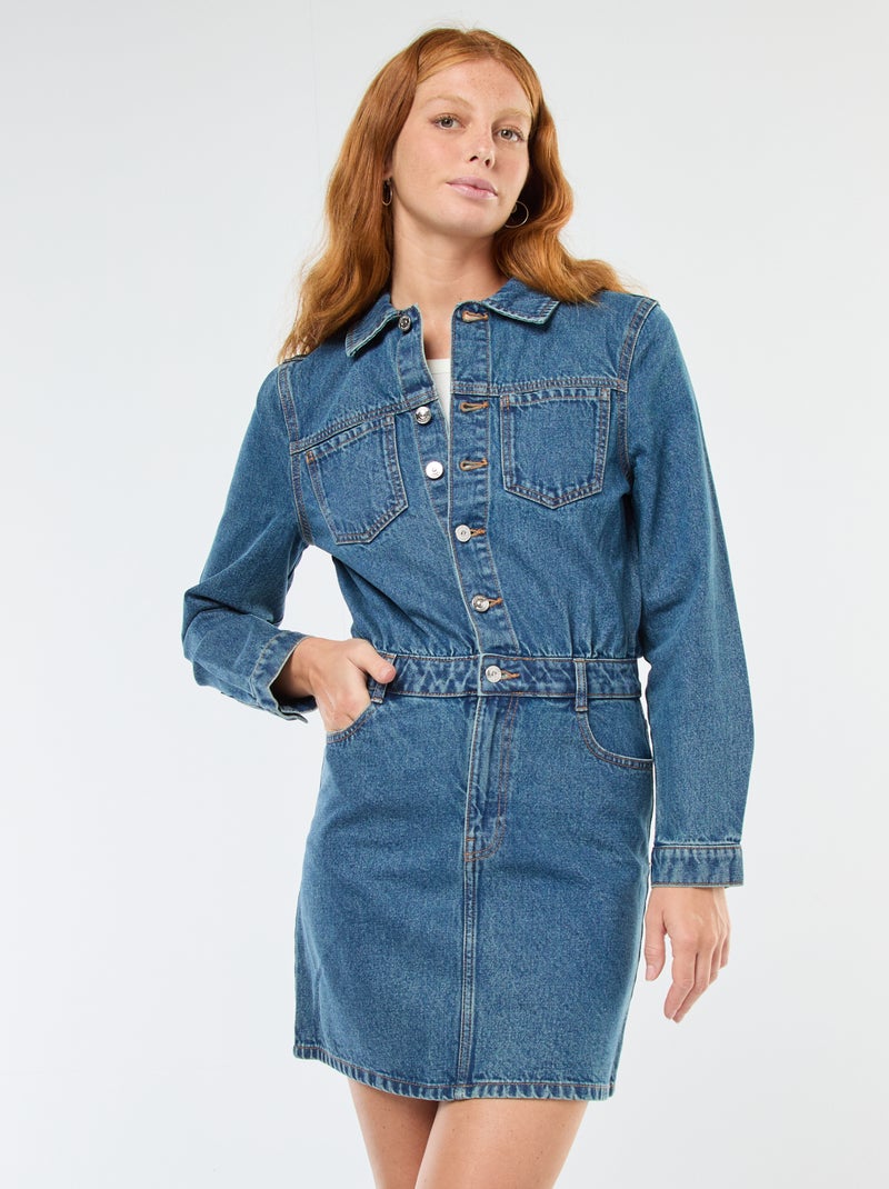 Robe chemise en denim Bleu Femme Kiabi
