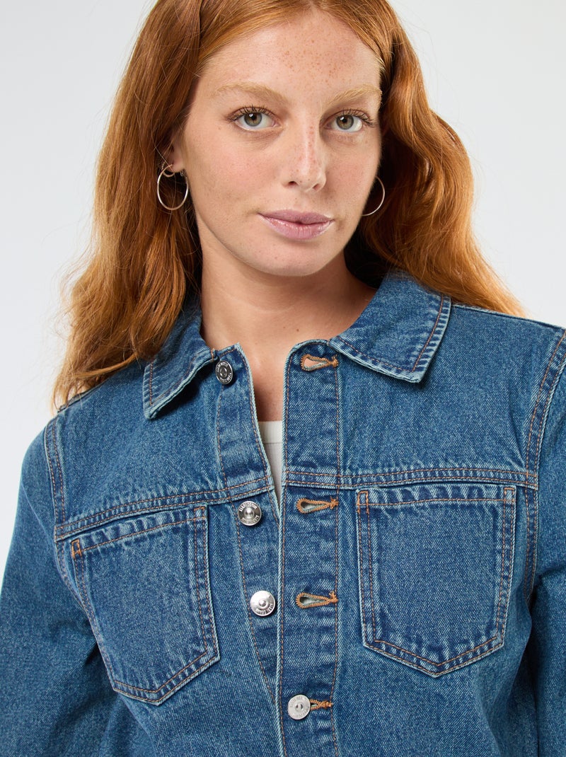 Robe chemise en denim Bleu - Kiabi