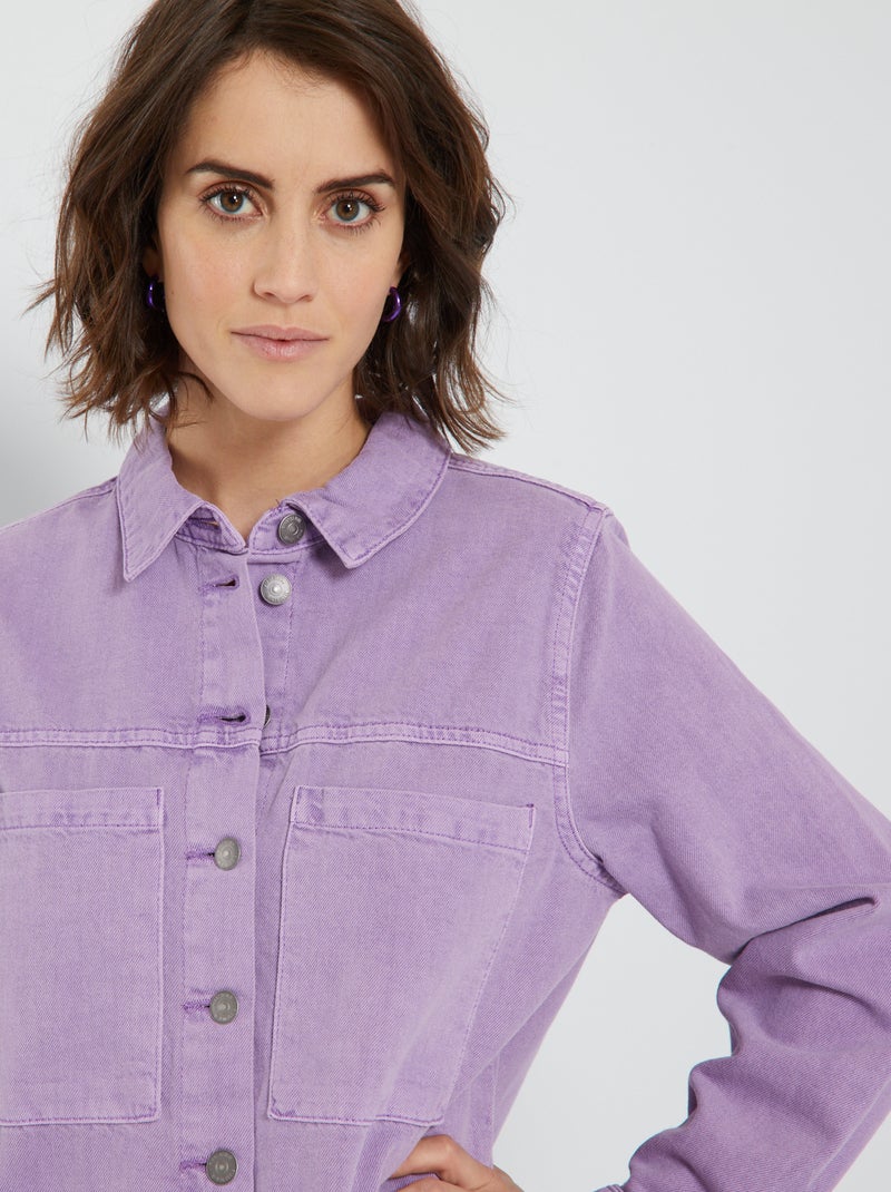 Robe chemise en denim Violet - Kiabi