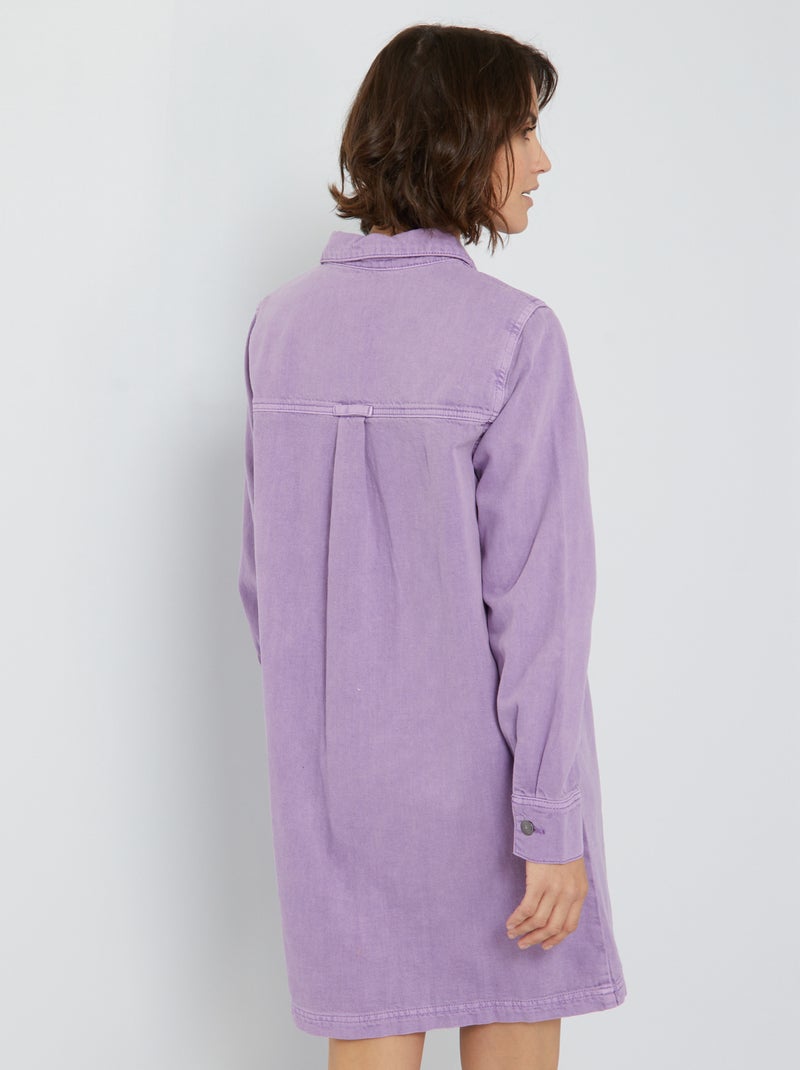 Robe chemise en denim Violet - Kiabi
