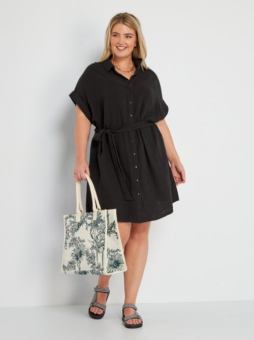 Robe chemise en gaze de coton - Kiabi