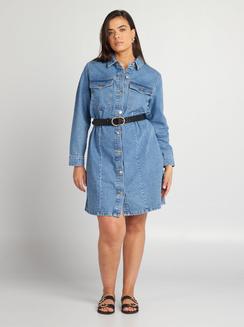 Robe chemise en jean Bleu - Kiabi