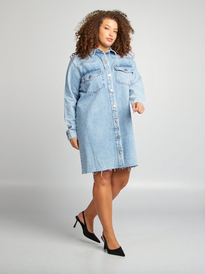 Robe chemise en jean Bleu - Kiabi