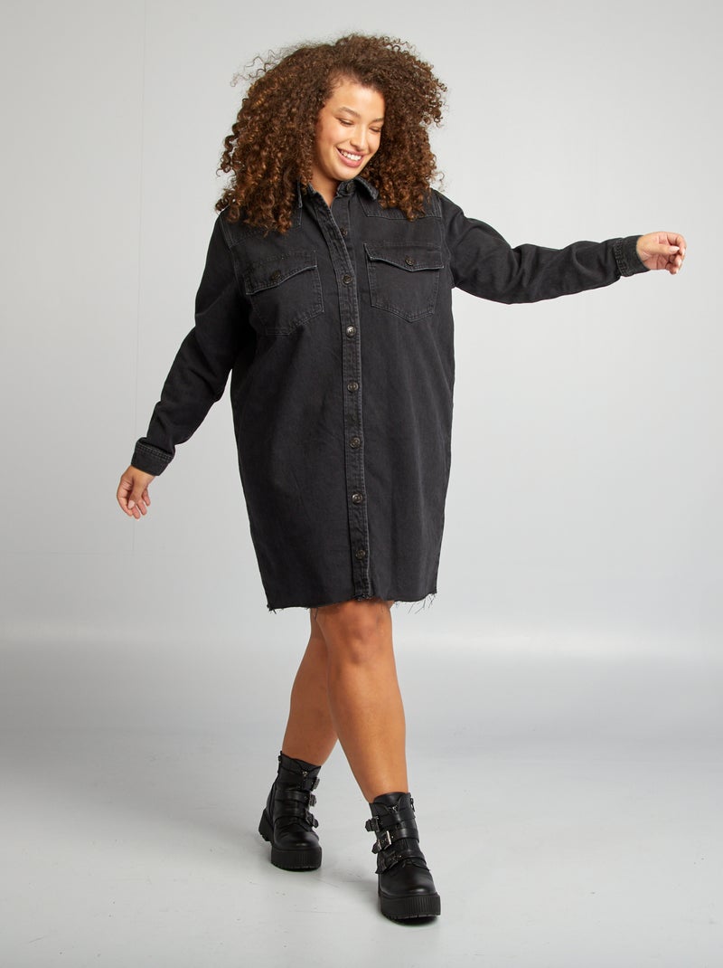 Robe chemise en jean Gris - Kiabi