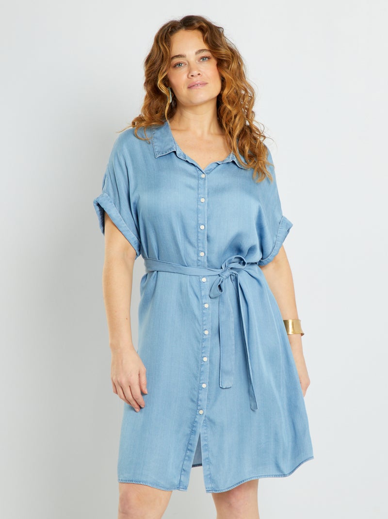 Robe chemise en lyocell Bleu - Kiabi