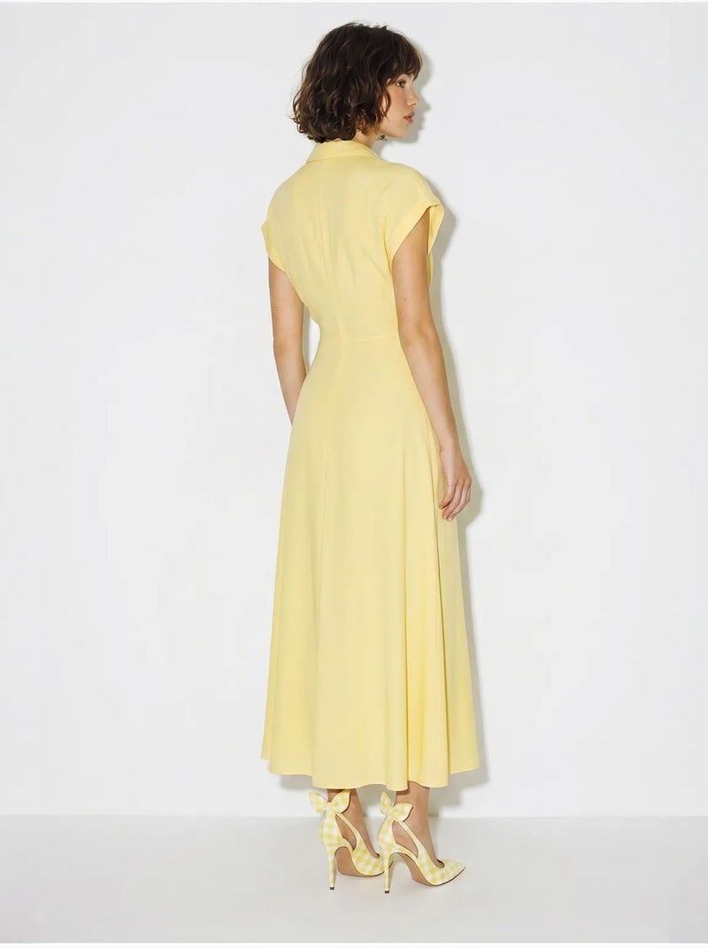 Robe chemise en popeline avec ceinture lucci Jaune citron - Kiabi