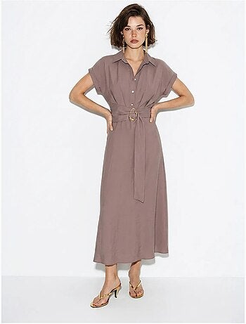 Robe chemise en popeline avec ceinture lucci