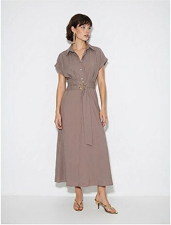 Robe chemise en popeline avec ceinture lucci