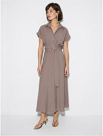 Robe chemise en popeline avec ceinture lucci