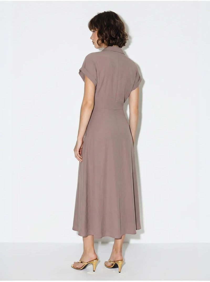 Robe chemise en popeline avec ceinture lucci Mauve - Kiabi
