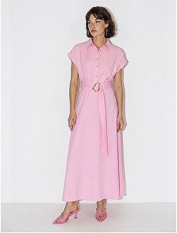 Robe chemise en popeline avec ceinture lucci