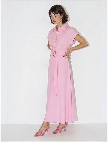 Robe chemise en popeline avec ceinture lucci