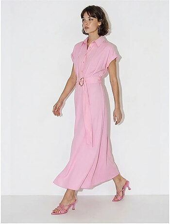 Robe chemise en popeline avec ceinture lucci