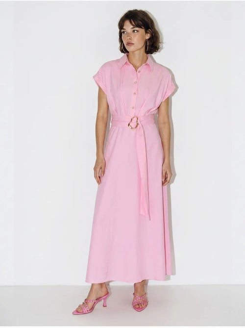 Robe chemise en popeline avec ceinture lucci - Kiabi Robe chemise en popeline avec ceinture lucci - Kiabi