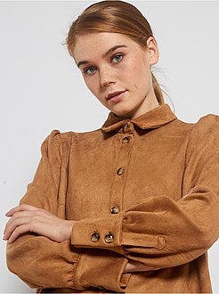 Robe chemise en suédine - Kiabi