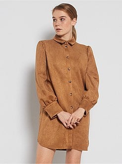 Robe chemise en suédine - Kiabi