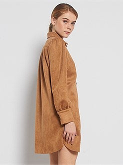 Robe chemise en suédine - Kiabi