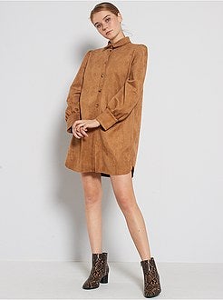 Robe chemise en suédine - Kiabi