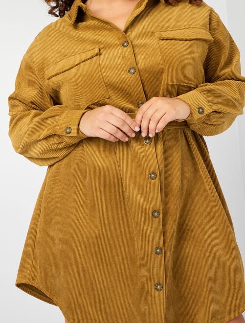 Robe chemise en velours côtelé - Kiabi